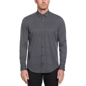 Perry Ellis Mens Slim Fit Stretch Black White Pinstripe Dress Shirt M M